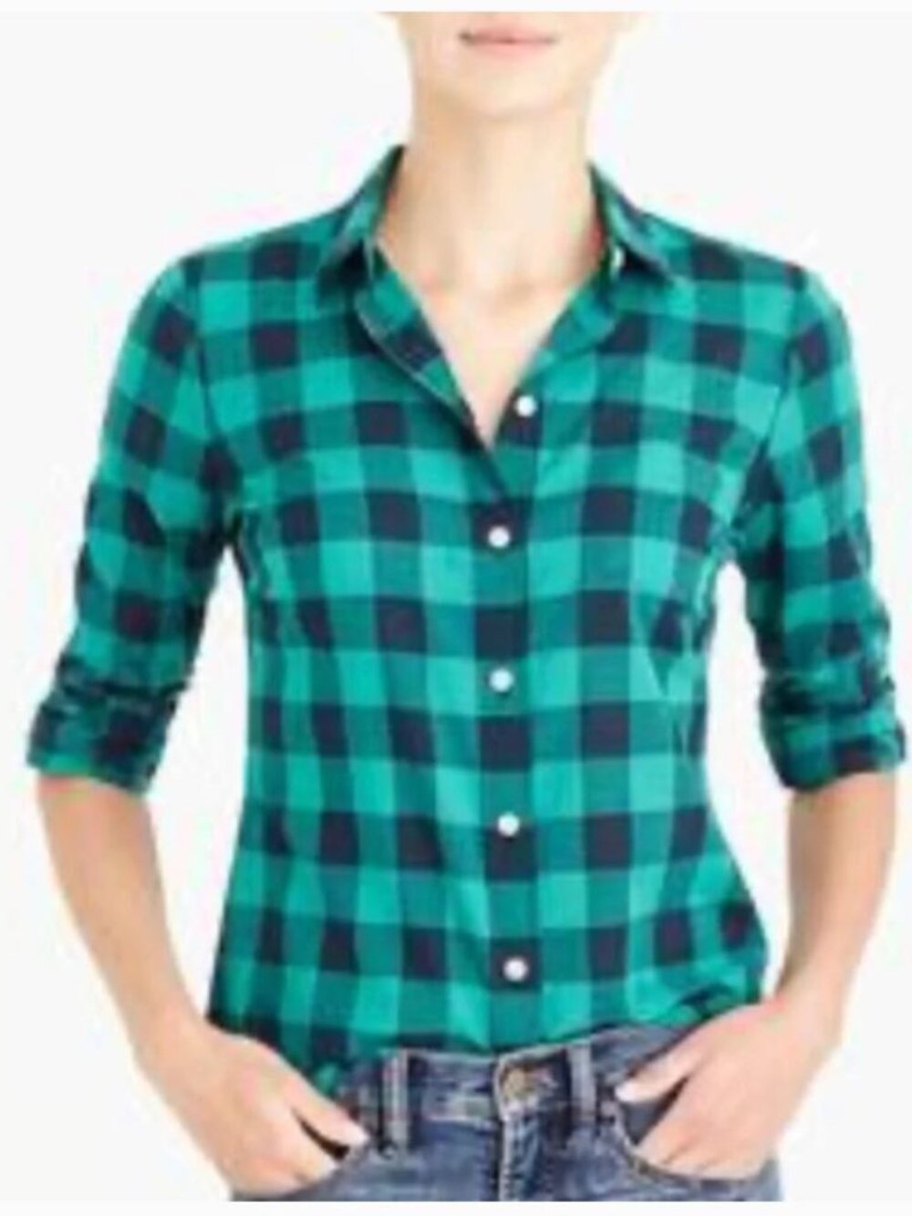 J CREW LONG SLEEVE BUFFALO CHECK BUTTON UP TOP